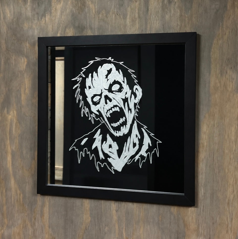 Zombie Engraved Glass Mirror
