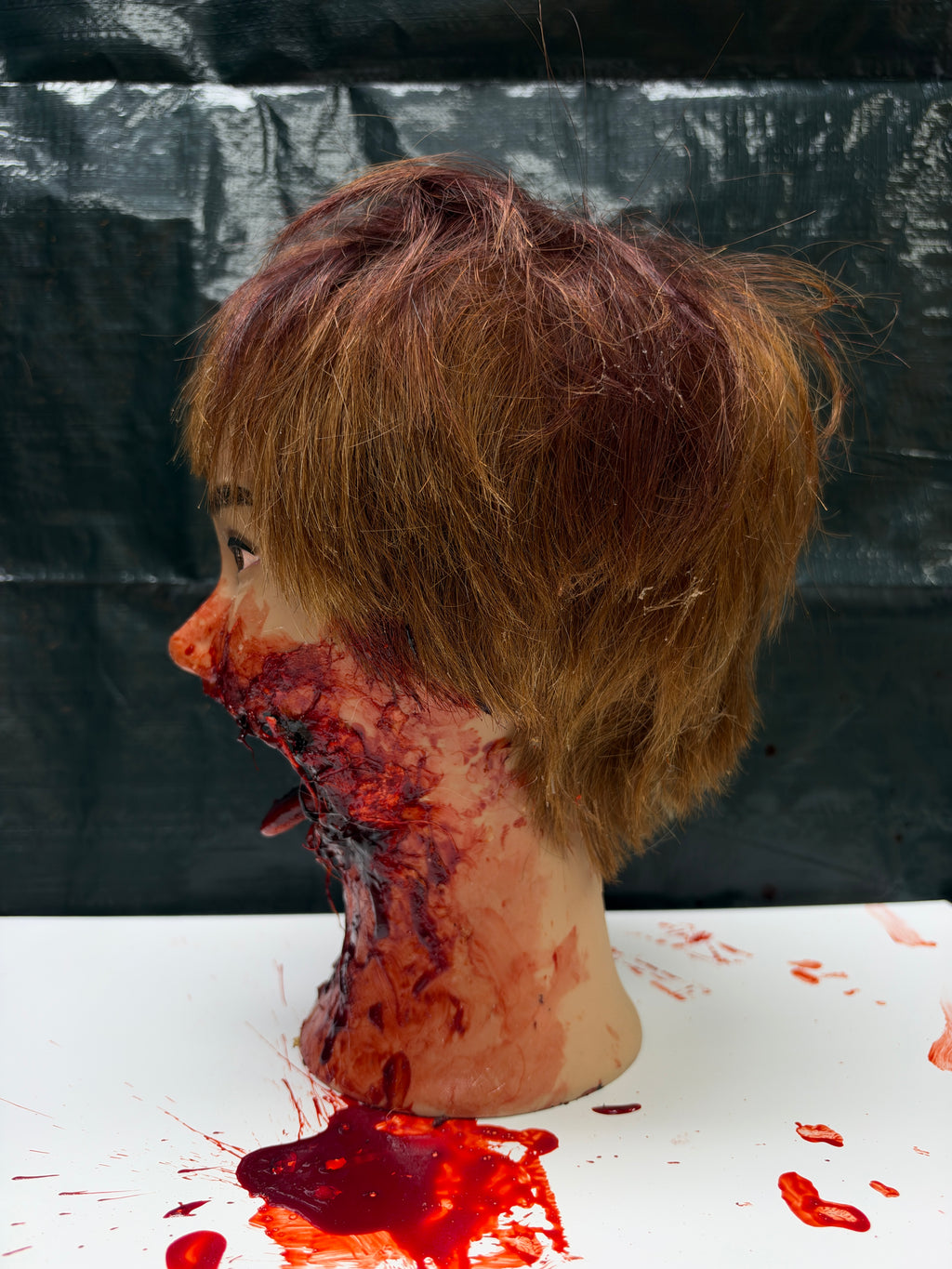 Jaw Dropping Head | Realistic Gore Jawless Severed Head Graphic Halloween Decor Prop