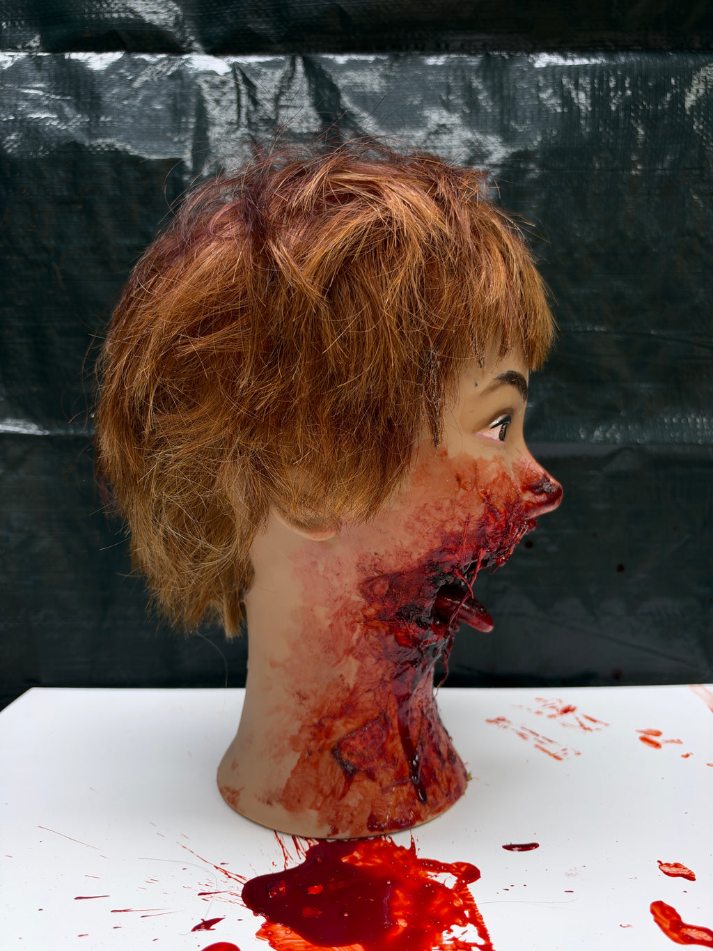 Jaw Dropping Head | Realistic Gore Jawless Severed Head Graphic Halloween Decor Prop