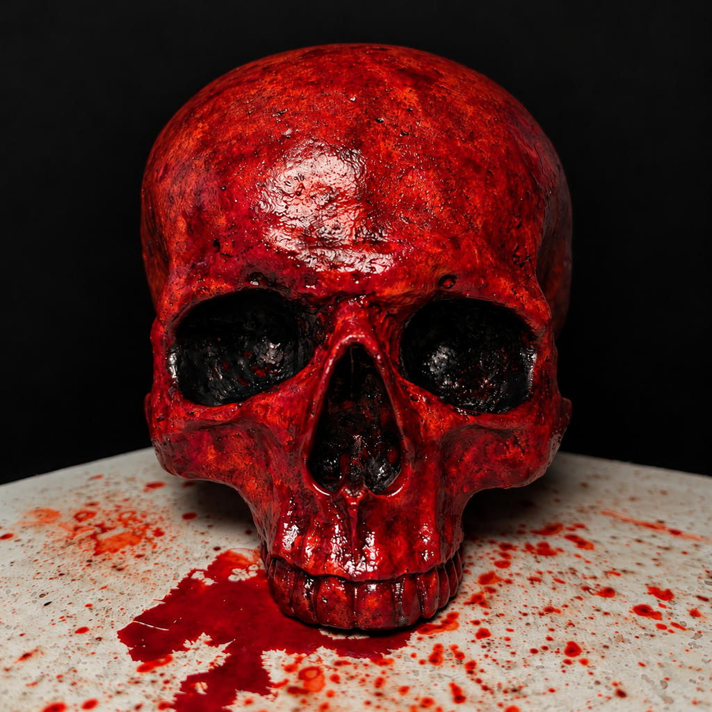 Realistic Gory Human Skull Prop | Bloody Gore Halloween Decor