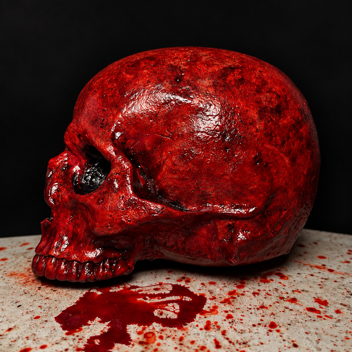 Realistic Gory Human Skull Prop | Bloody Gore Halloween Decor