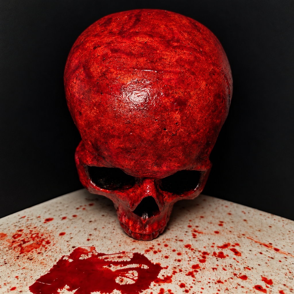 Realistic Gory Human Skull Prop | Bloody Gore Halloween Decor
