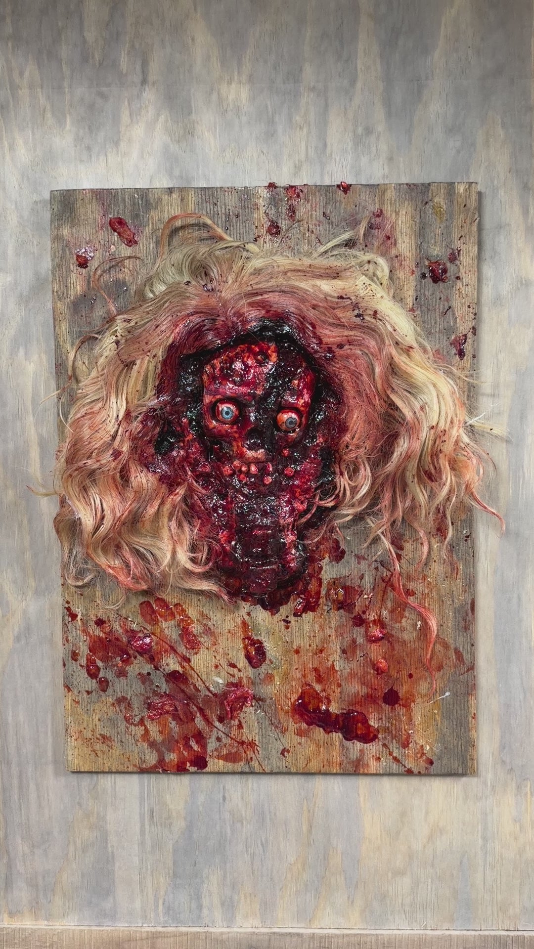 Bludgeoned Smashed Face | Handmade Gory Halloween Horror Prop